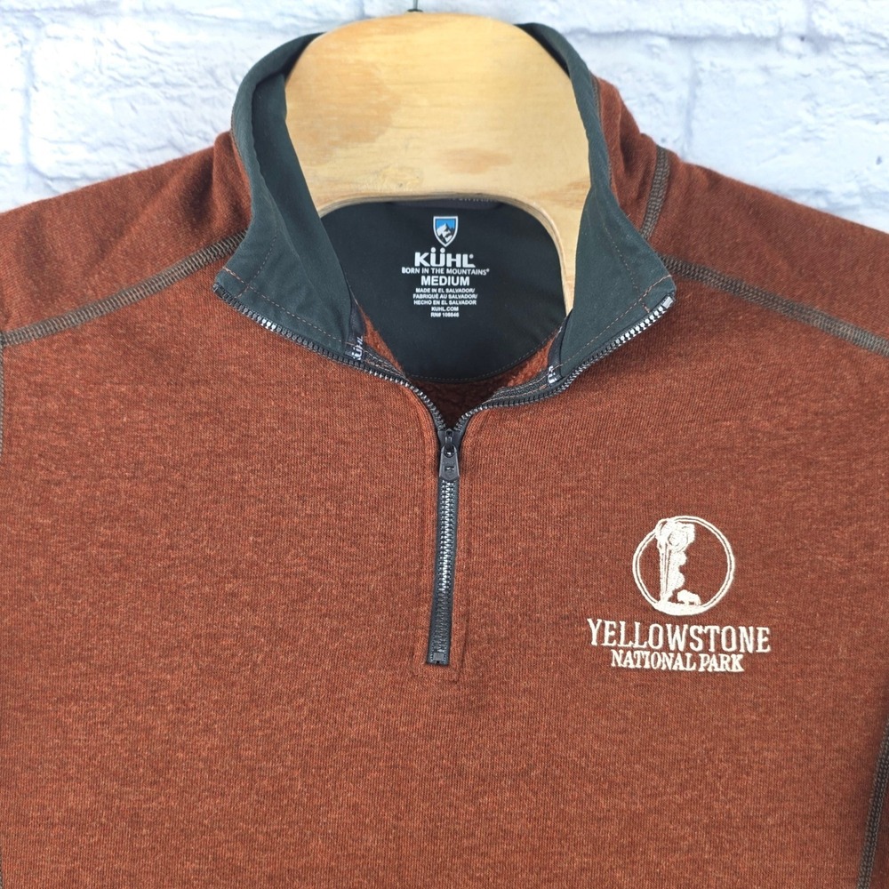 Kuhl Mens Yellowstone National Park 1/4 Zip Fleece Pullover Rust Orange Medium